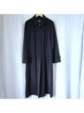 Vintage Blue Trench Coat Dress 9/10 Mod Secretary Utility Midi Duster Jacket 80s